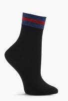 Thumbnail for your product : boohoo Glitter Sports Stripe Top Ankle Socks
