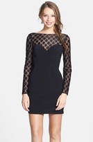 Thumbnail for your product : La Femme Dot Illusion Jersey Body-Con Dress
