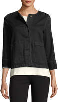 Thumbnail for your product : Joan Vass 3/4-Sleeve Denim Jacket, Plus Size