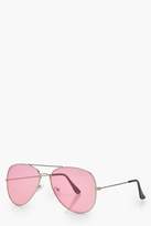 Thumbnail for your product : boohoo Emma Pink Lens Contrast Aviators
