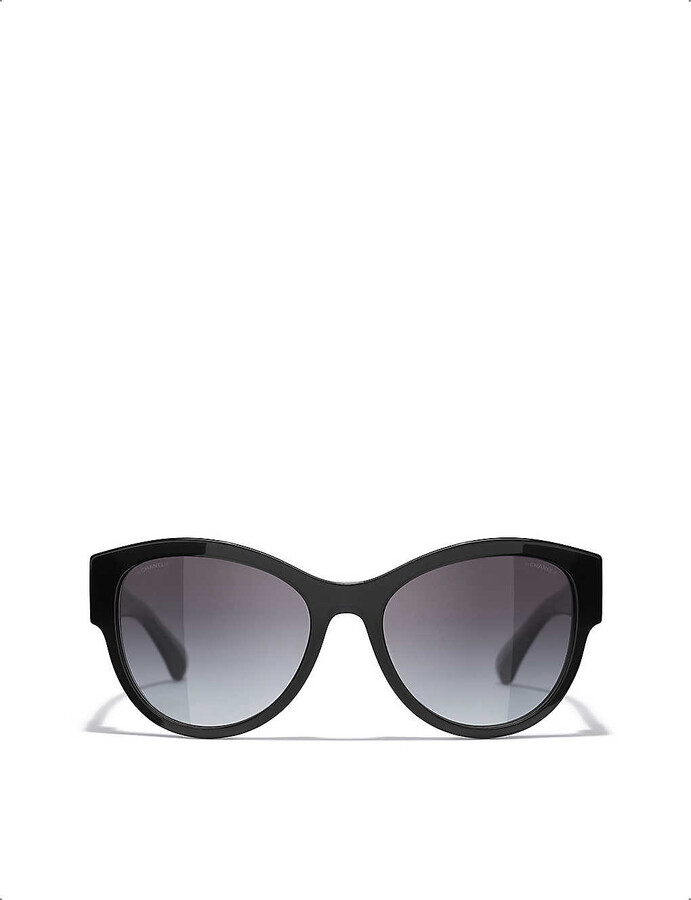chanel black oval sunglasses