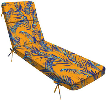 Outdoor Indoor 3'' Lounge Patio Cushion fashion fabric texture blue palm leaves seamless Water-Resistant Chaise Lounge Cushion for Chair Patio Furnit