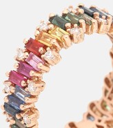 Thumbnail for your product : Suzanne Kalan Fireworks 18kt rose gold ring with diamonds and sapphires