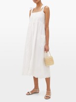 Thumbnail for your product : Juliet Dunn Mirror-work Floral-embroidered Cotton Midi Dress - White