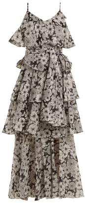 Lisa Marie Fernandez Imaan Ruffled Floral Print Cotton Dress - Womens - Black White