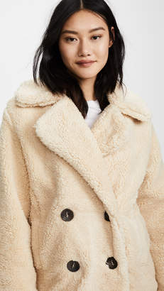 Free People Notched Teddy Pea Coat