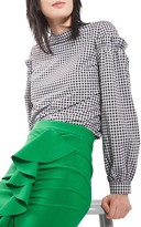 Thumbnail for your product : Topshop Women's Gingham Mutton Sleeve Top