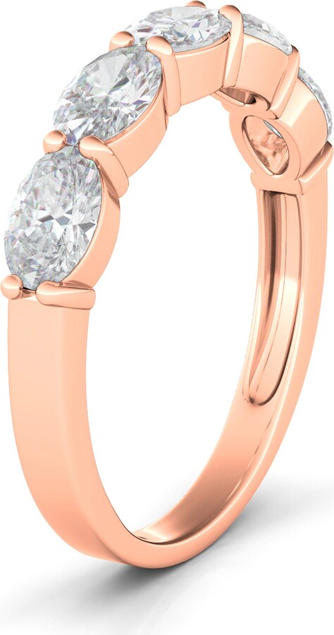 HauteCarat Oval Lab Created Diamond Half Eternity Ring