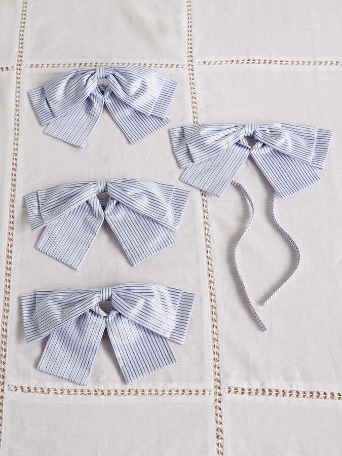 Gohar World - Set Of Four Cotton-blend Jacquard Napkin Bows - White