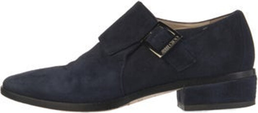 Jimmy Choo Suede Pumps Blue Round-Toes Straps & Buckle Closure at Sides