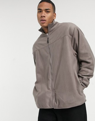 ASOS DESIGN oversized polar fleece track jacket in light brown - ShopStyle
