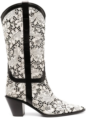 Casadei Perforated Floral Boots