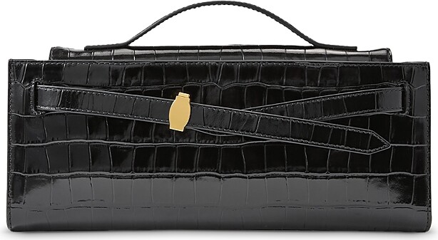 Veronica Beard Dash Croc Embossed Leather Clutch