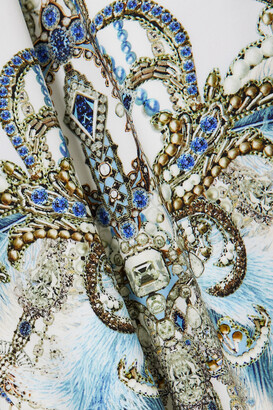 Camilla Embellished Printed Stretch-econyl Swimsuit - Blue