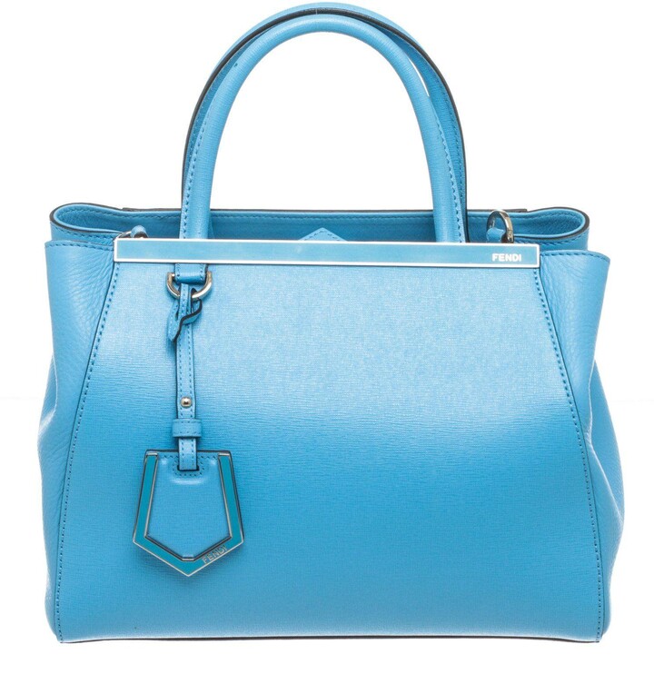 Fendi Blue Saffiano Leather Petite 2 Jours Tote Bag - ShopStyle