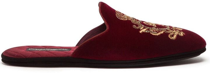Dolce & Gabbana Coat Of Arms-Embroidered Slippers - ShopStyle