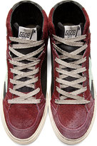 Thumbnail for your product : Golden Goose Charcoal & Burgundy Distressed 2.12 Sneakers
