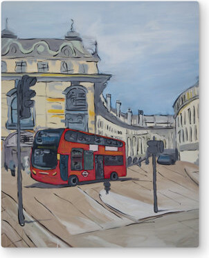 Begin Edition International Inc. Piccadilly Circus London Red Car Metal Print | Home Decor