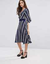 Thumbnail for your product : Liquorish Striped Wrap Front Dress
