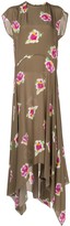 Thumbnail for your product : Erika Cavallini Irma rose-print handkerchief-hem dress