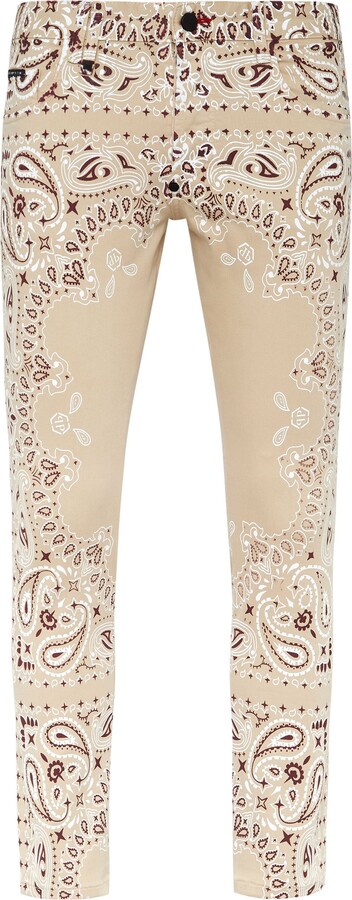 Philipp Plein Denim Trousers Skinny Fit Paisley Bandana