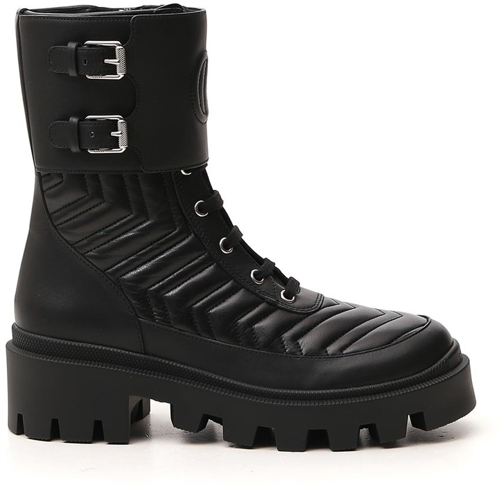 gucci trip leather combat boot