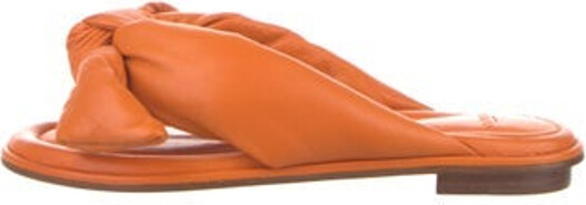 Alexandre Birman Leather Slides Brown Bow Accents Designer