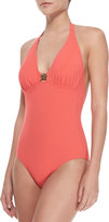 Thumbnail for your product : Tory Burch Logo V-Neck One-Piece Swimsuit