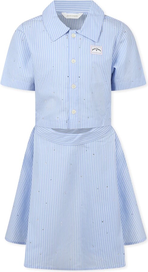 Light Blue Dress For Girl With Logo