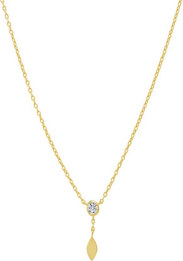 by Adina Eden Cubic Zirconia Bezel X Solid Marquise Drop Necklace