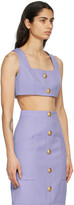 Thumbnail for your product : Balmain Purple Twill Cropped Tank Top
