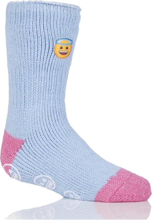 HEAT HOLDERS Kinder Slippersocken - Emoji Engelsgesicht Mit Anti-Rutsch
