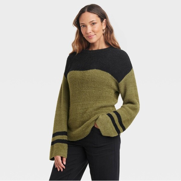 Knox Rose™ Women' Crewneck Feathered Pullover Sweater - Knox Roe