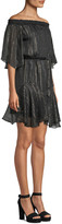 Thumbnail for your product : Halston Smocked Off-the-Shoulder Metallic Chiffon Dress