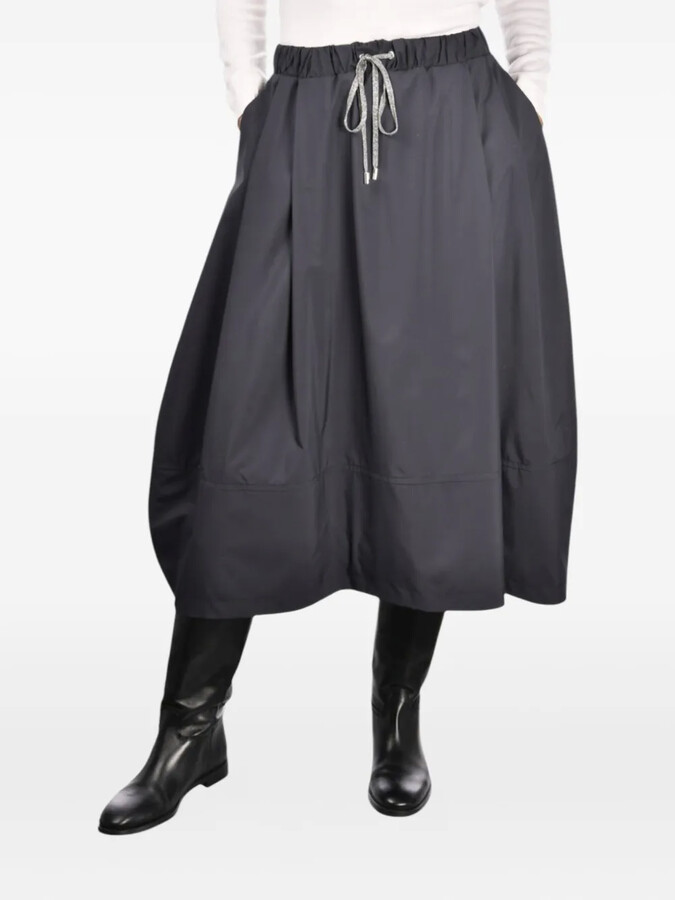 Gran Sasso Drawstring Pleated Midi Skirt