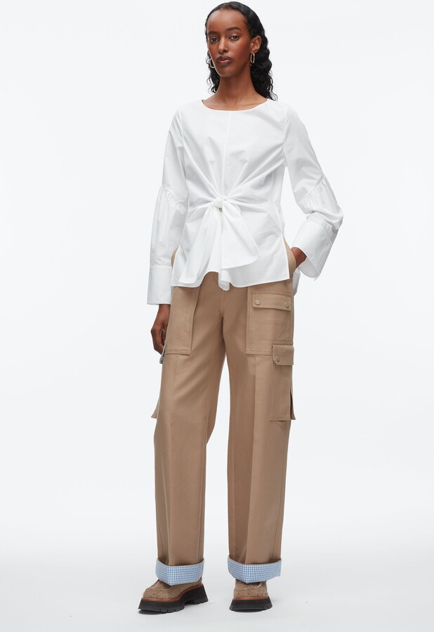 white tie waist shirt