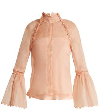 Fendi Scallop-edged cotton-mousseline blouse