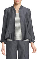 Thumbnail for your product : Emporio Armani Crinkle-Cotton Zip-Front Peplum Jacket
