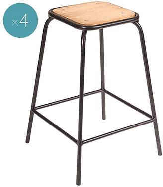 Camilla And Marc Slh Collections Concept Tube Bar Stool, Black, 65 cm (Set of 4)