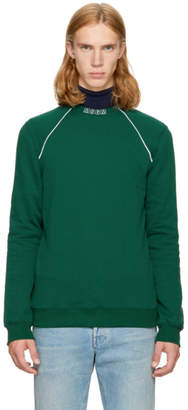 MSGM Green Logo Collar Sweatshirt