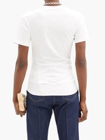 Thumbnail for your product : Paco Rabanne Logo-print Gathered Organic-cotton T-shirt - White Multi
