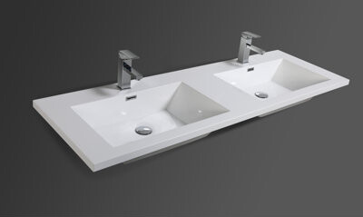 Mebo 58.8'' Double Bathroom Vanity Top in White with Sink