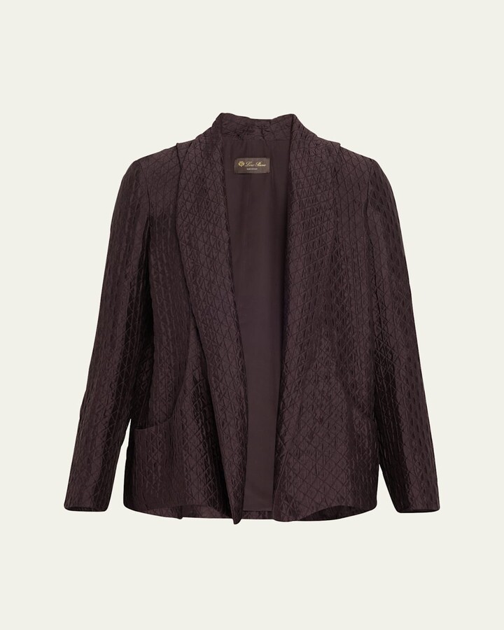 Loro Piana Annie Open-Front Fluid Diamond Cloquet Silk Jacket