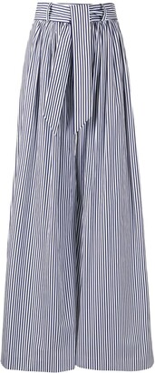 Martin Grant Striped Tie-Waist Palazzo Trousers