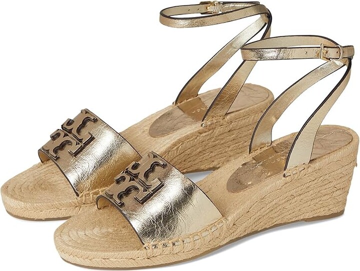 Tory Burch Ines Wedge Espadrille 50Mm Women's Sandals Spark Gold : 6 M, Leather