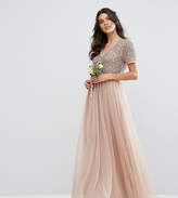 Thumbnail for your product : Maya Bridesmaid V Neck Maxi Tulle Dress with Tonal Delicate Sequins