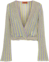 Thumbnail for your product : Missoni Cropped Wrap-effect Metallic Striped Crochet-knit Top