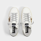 Thumbnail for your product : Golden Goose High Star Sneakers In White Leather, Lurex Detail And Leopard Star