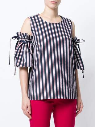 P.A.R.O.S.H. striped cold shoulder blouse