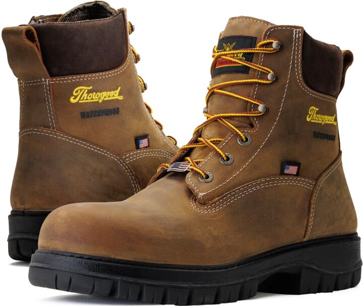 Thorogood 6” Waterproof Work Boots for Men - Genesis Series - Full-Grain Leather with Comfort Insoles and Slip-Resistant Nitrile Rubber Outsoles